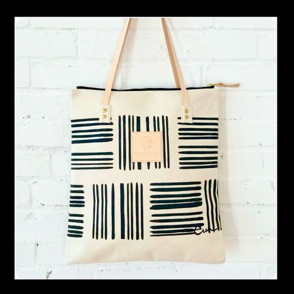 Erin Flett Worn Black Brush Mod Tote – Handcrafted Artistry - Picture 1 of 17